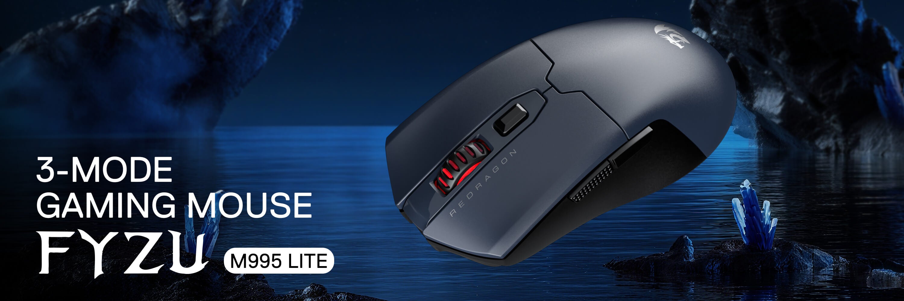 Redragon M995 LIT Wireless Gaming Mouse, 10000 MAX DPI Rechargeable Mouse, BT & 2.4G Wireless, 6 Macro Buttons, Ultra Lightweight, Reliable Power Capacity for PC/Mac/Laptop, Gray & Black