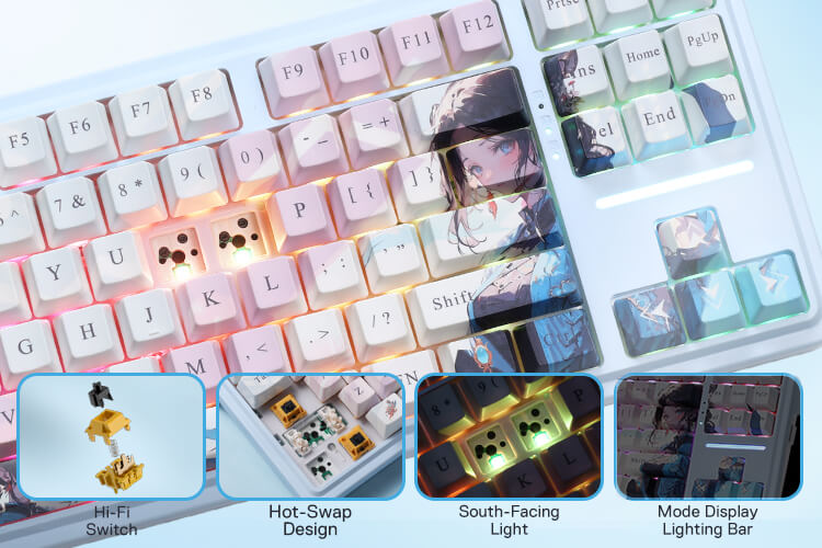 Redragon 3-Mode Anime Mechanical Keyboard