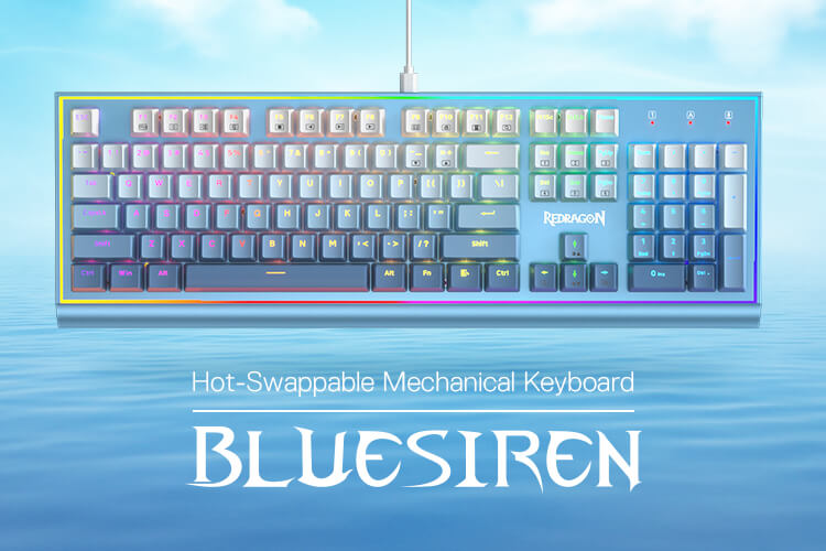 104 Keys Wired Mechanical Keyboard w/Weighted Aluminum Frame, blue color