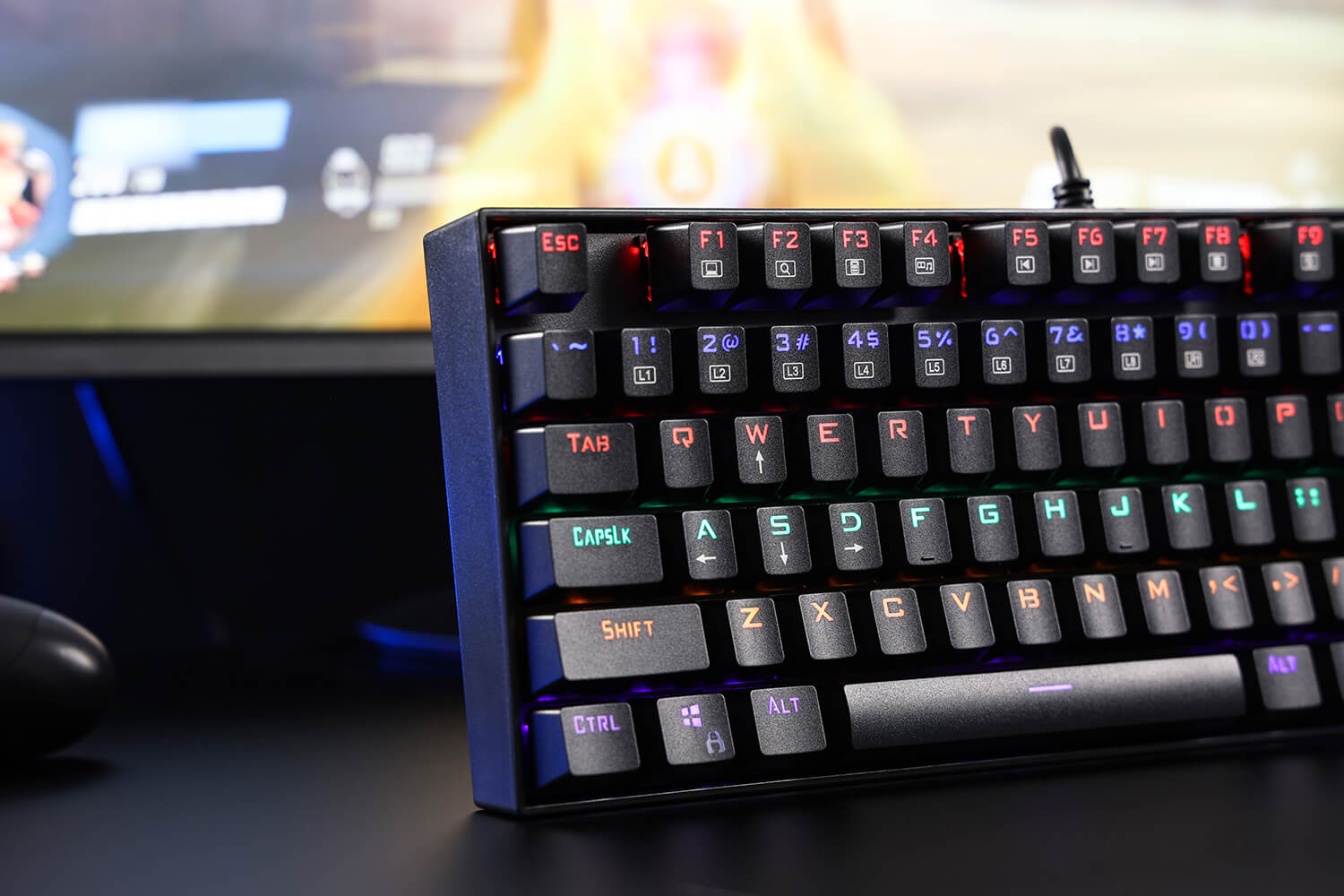 Redragon K552 Mechanical Gaming Keyboard RGB LED Rainbow Backlit Wired Keyboard with Red Switches for Windows Gaming PC