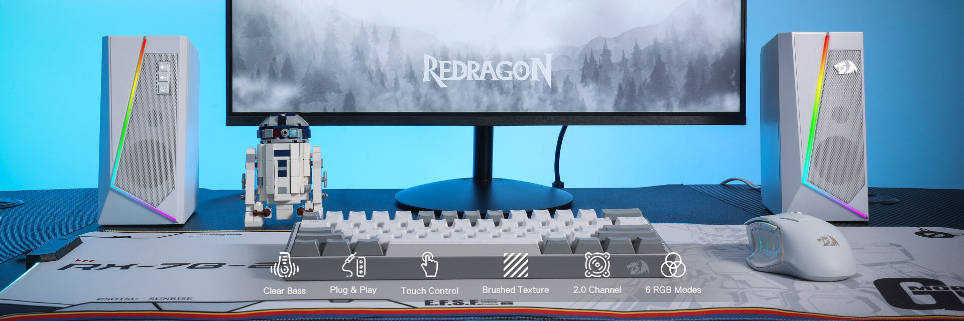 Redragon GS520 RGB white Desktop Speakers