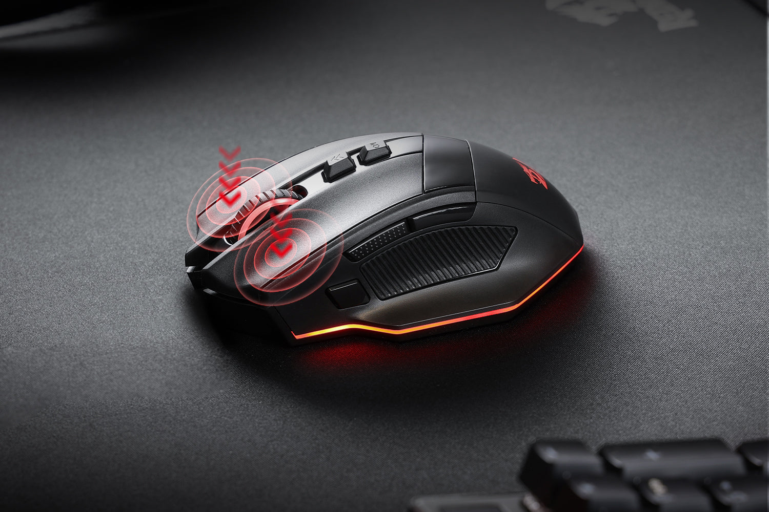 Redragon M813 PRO 3-Mode RGB Gaming Mouse with 4D Dual Mode Scroll Wheel, Optical Ergonomic Gamer Mouse with Max 26,000DPI, Pro Precision Sensor 3395, 7 Macro Buttons, Software Supported