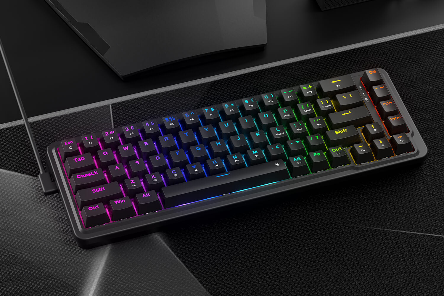 Redragon K709 65% Wired Gasket RGB Gaming Keyboard, 68 Keys Hot-Swap Compact Mechanical Keyboard w/Free-Mod Socket, 3-Layer Noise Dampening & Dedicated Arrow Keys, Quiet Custom Linear Switch,Black