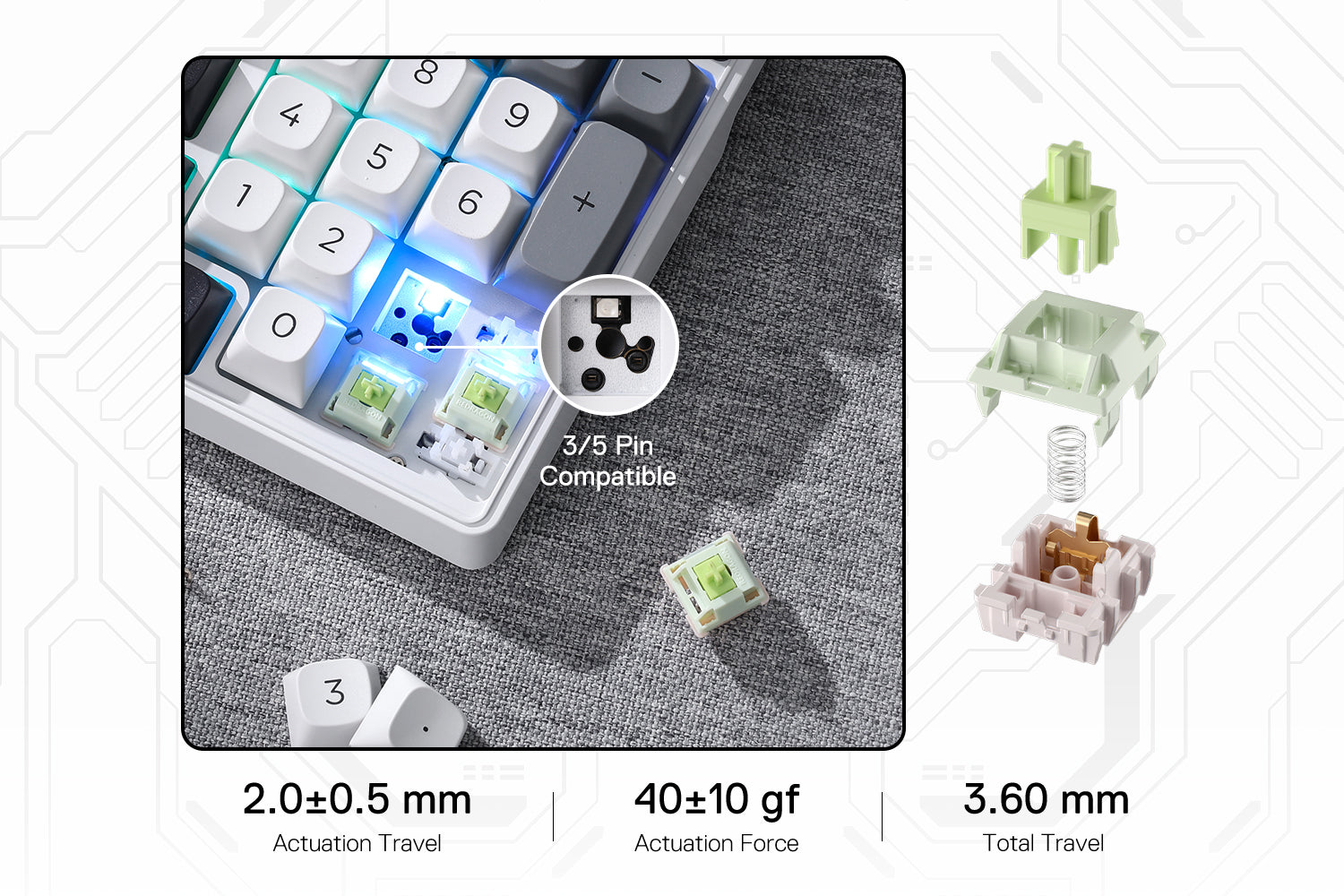 Redragon K656 PRO 3-Mode Wireless RGB Gaming Keyboard, 100 Keys Mechanical Keyboard w/Hot-Swappable Socket, 3 Noise Dampening Layers, PBT Round Keycaps & Custom Linear Switch