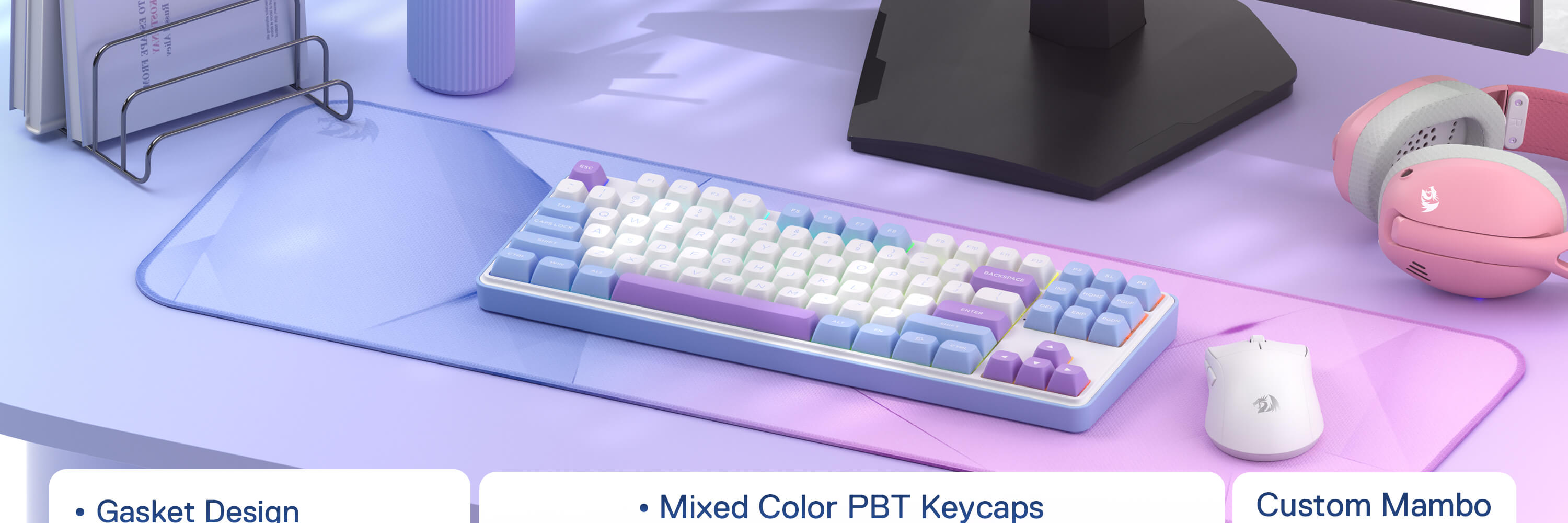 Redragon K707 PRO 80% Wireless Gasket RGB Gaming Keyboard, 3-Modes 87 Keys TKL Mechanical Keyboard w/Hot-Swap Socket, PBT Round Keycaps & 5-Layer Noise Dampening, Custom Linear Switch