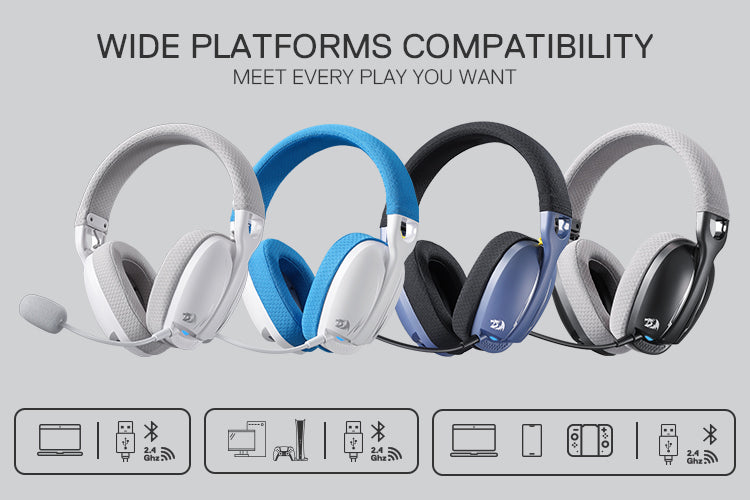 Redragon SKULD PRO H878 3-Mode Wireless Blue LED Gaming Headset