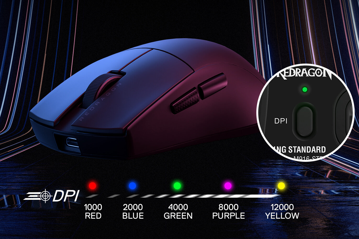 Redragon M916 ULT Wireless 8K Polling Rate Gaming Mouse, 49G Ultra-Light 30,000 Max DPI Gaming Mice w/Ergonomic Natural Grip Build, Full Programmable Buttons, Software Supports DIY Keybinds & DPI