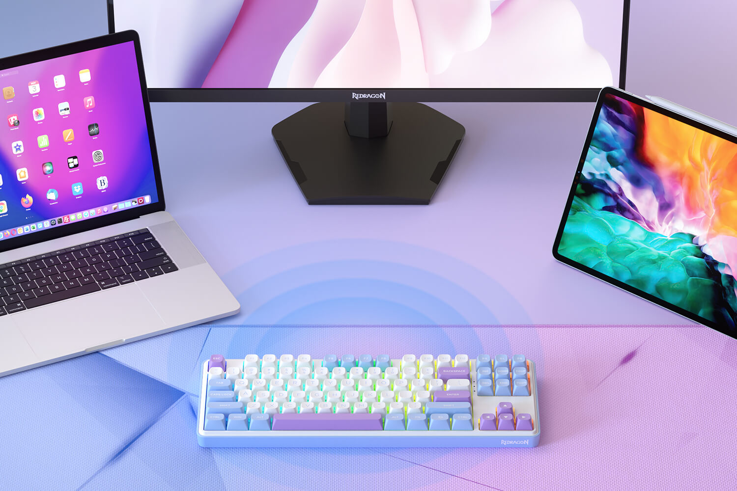Redragon K707 PRO 80% Wireless Gasket RGB Gaming Keyboard, 3-Modes 87 Keys TKL Mechanical Keyboard