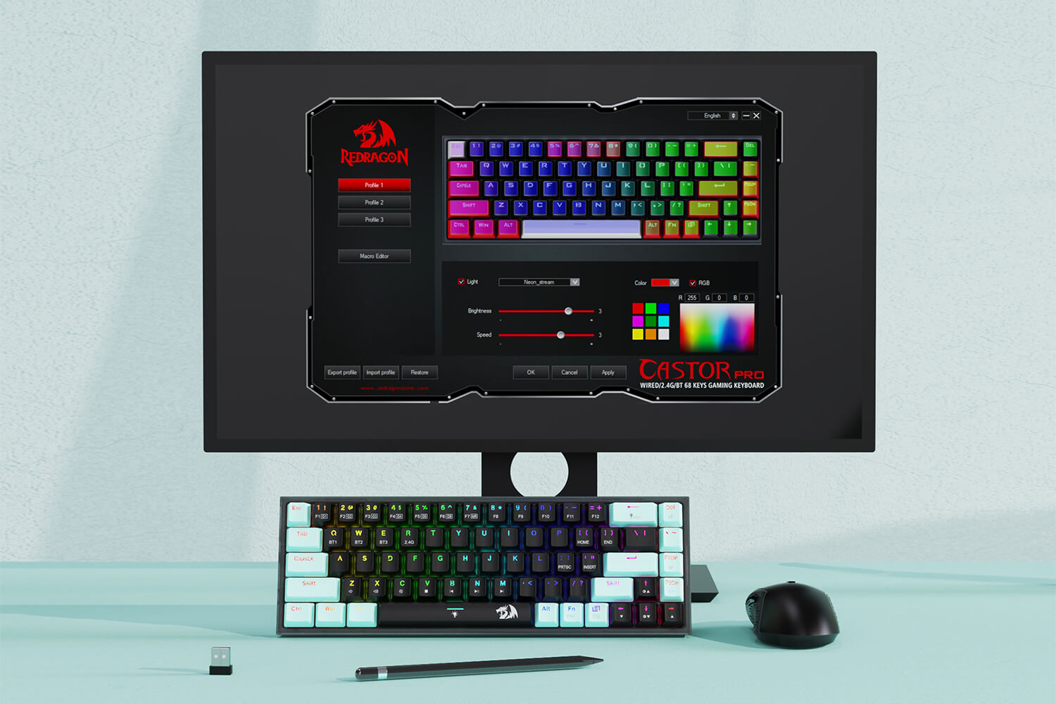 68 Keys Hot-Swappable Compact Mechanical Keyboard w/Hot-Swap Free-Mod PCB Socket & Translucent Board