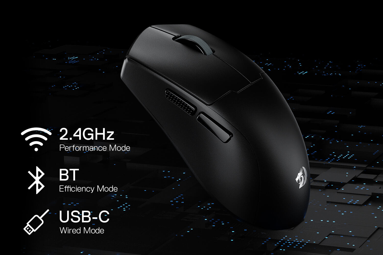 Redragon M918 PRO 3-Mode Wireless Gaming Mouse, 55G Lightweight 26K DPI Gamer Mouse w/Ergonomic Natural Grip Build, Full Programmable Buttons, Software Supports DIY Keybinds & DPI