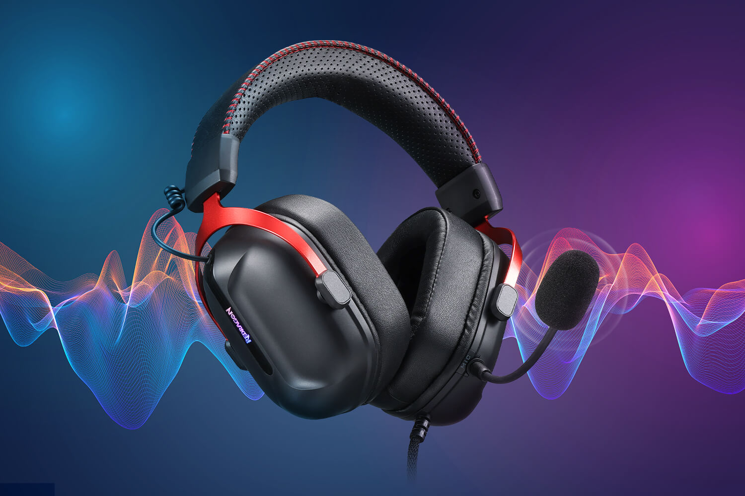 Redragon H312 Wired Gaming Headset, 7.1 Surround Sound, 50 mm Drivers, PU Leather Foam Ear Pads, Detachable Noise-canceling Microphone