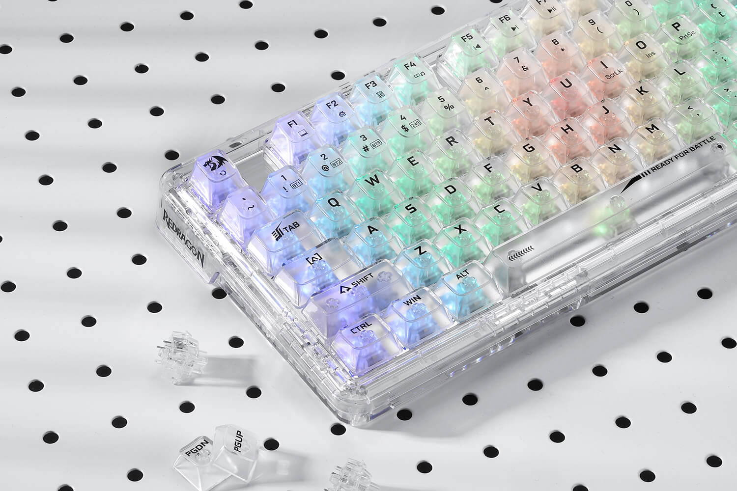3-Modes 82 Keys Full-Transparent Hot-Swap Compact Mechanical Keyboard w/Upgraded Socket