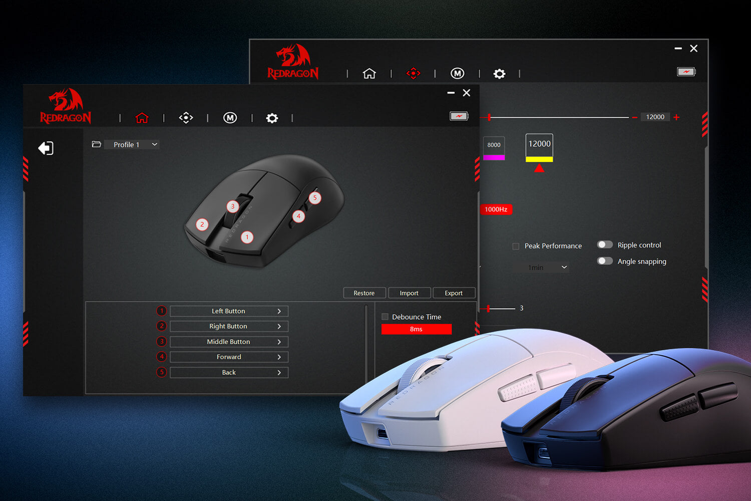 Redragon M916 ULT Wireless 8K Polling Rate Gaming Mouse, 49G Ultra-Light 30,000 Max DPI Gaming Mice w/Ergonomic Natural Grip Build, Full Programmable Buttons, Software Supports DIY Keybinds & DPI