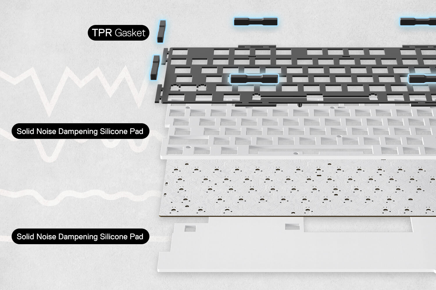 3-Modes 82 Keys Full-Transparent Hot-Swap Compact Mechanical Keyboard w/Upgraded Socket