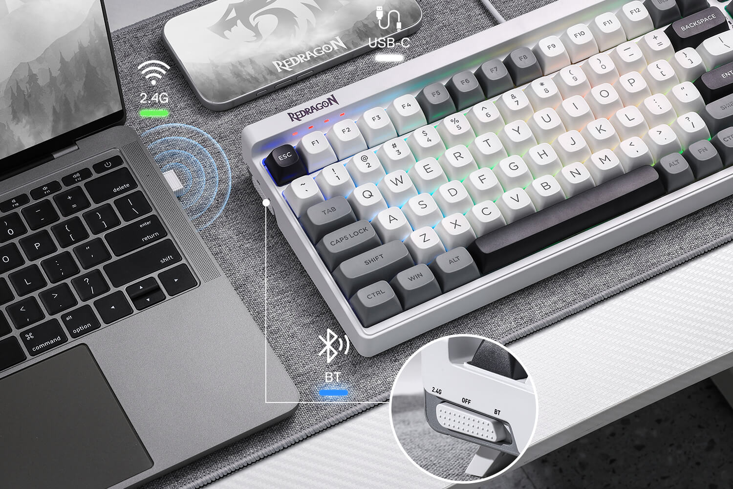 Redragon K656 PRO 3-Mode Wireless RGB Gaming Keyboard