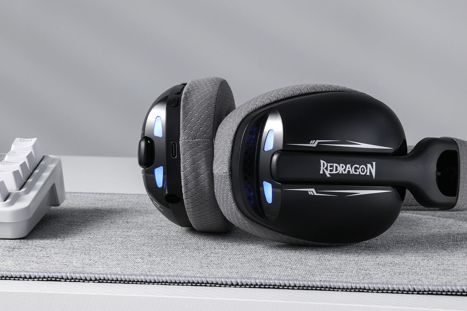 Redragon H878 3-Mode Wireless Blue LED Gaming Headset, Lightweight, 7.1 Surround Sound, 40MM Drivers, Detachable Microphone, Multi Platforms for PC, PS5/4/3, Switch, Mobile