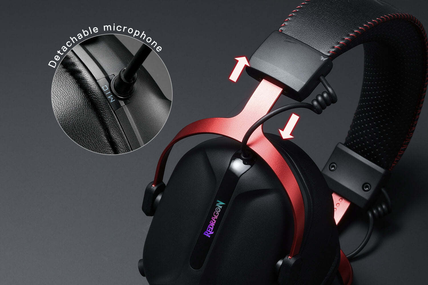 Redragon H312 Wired Gaming Headset, 7.1 Surround Sound, 50 mm Drivers, PU Leather Foam Ear Pads, Detachable Noise-canceling Microphone