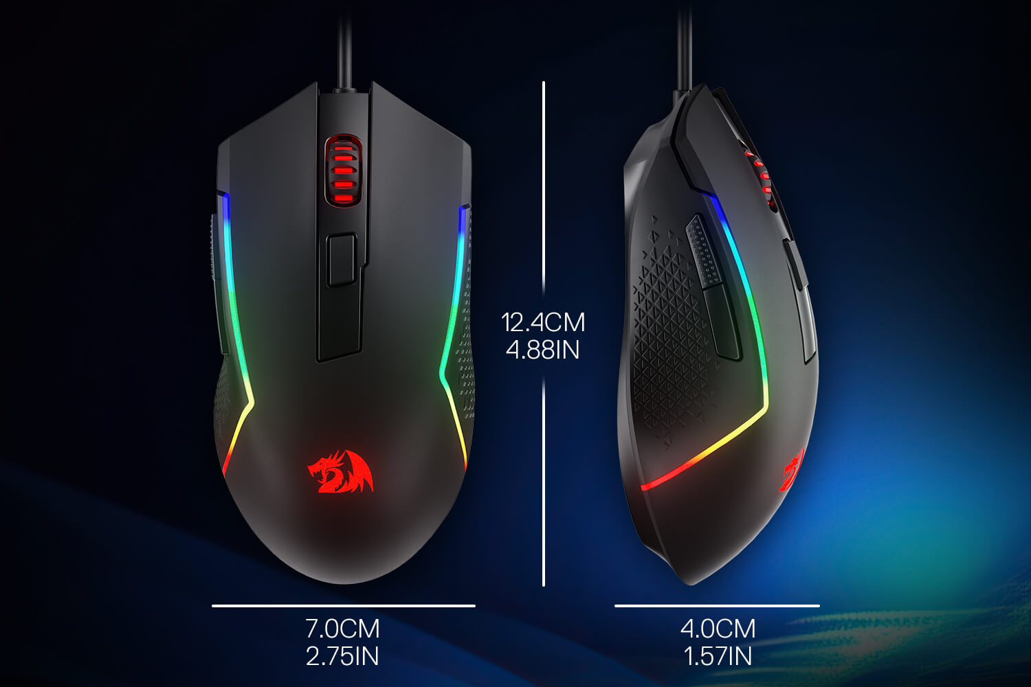 Redragon M616 RGB Gaming Mouse, 10000 DPI Wired Optical Mouse with 6 Programmable Buttons & 8 Backlit Modes, Software Supports DIY Keybinds