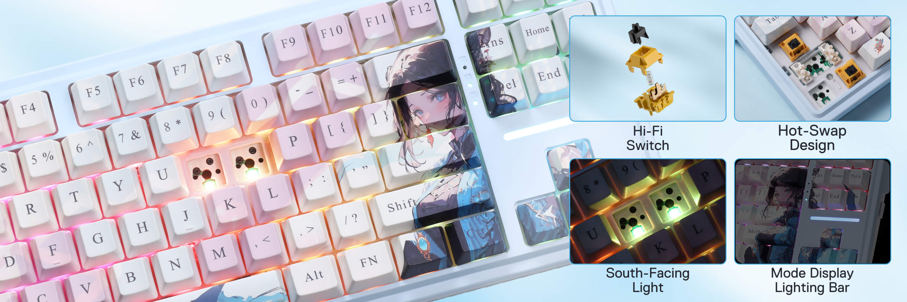 Redragon 3-Mode Anime Mechanical Keyboard