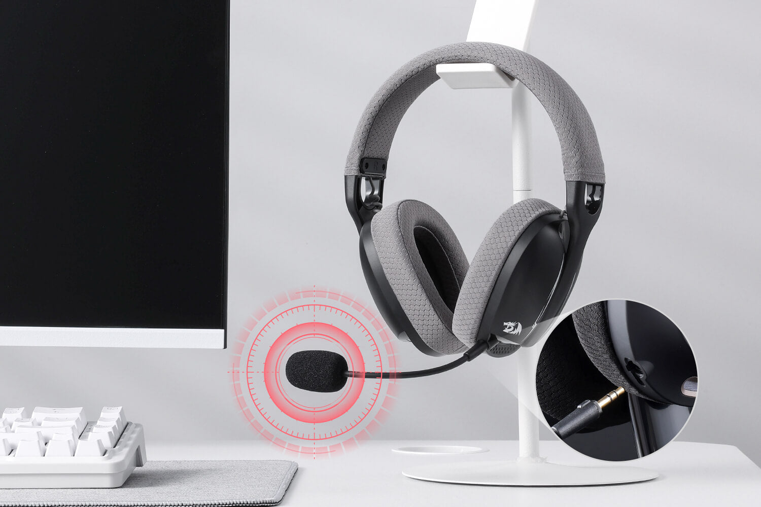 Redragon H878 3-Mode Wireless Blue LED Gaming Headset, Lightweight, 7.1 Surround Sound, 40MM Drivers, Detachable Microphone, Multi Platforms for PC, PS5/4/3, Switch, Mobile
