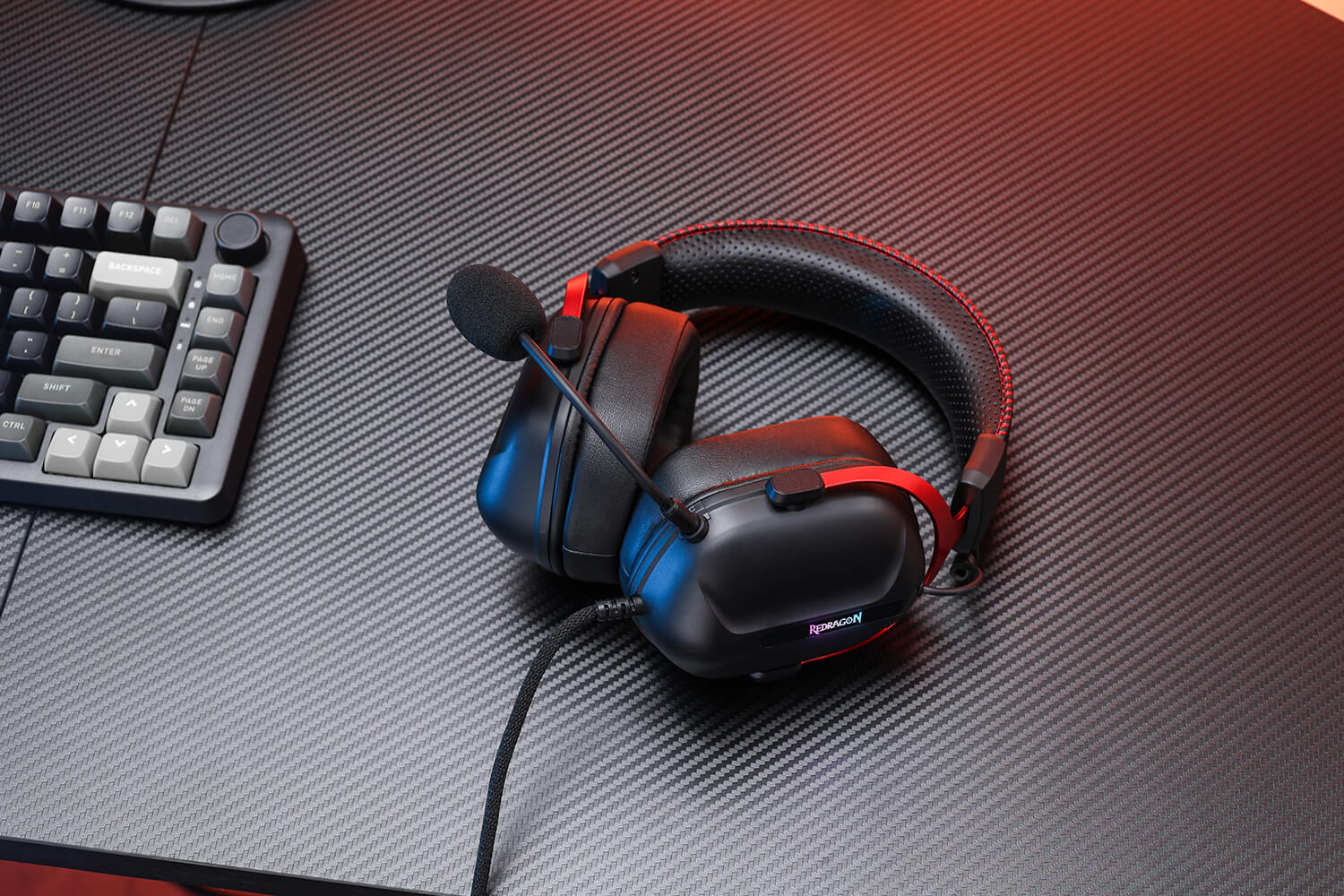 Redragon H312 Wired Gaming Headset, 7.1 Surround Sound, 50 mm Drivers, PU Leather Foam Ear Pads, Detachable Noise-canceling Microphone