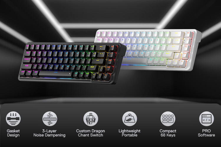 Redragon K709 65% Wired Gasket RGB Gaming Keyboard, 68 Keys Hot-Swap Compact Mechanical Keyboard w/Free-Mod Socket, 3-Layer Noise Dampening & Dedicated Arrow Keys, Quiet Custom Linear Switch