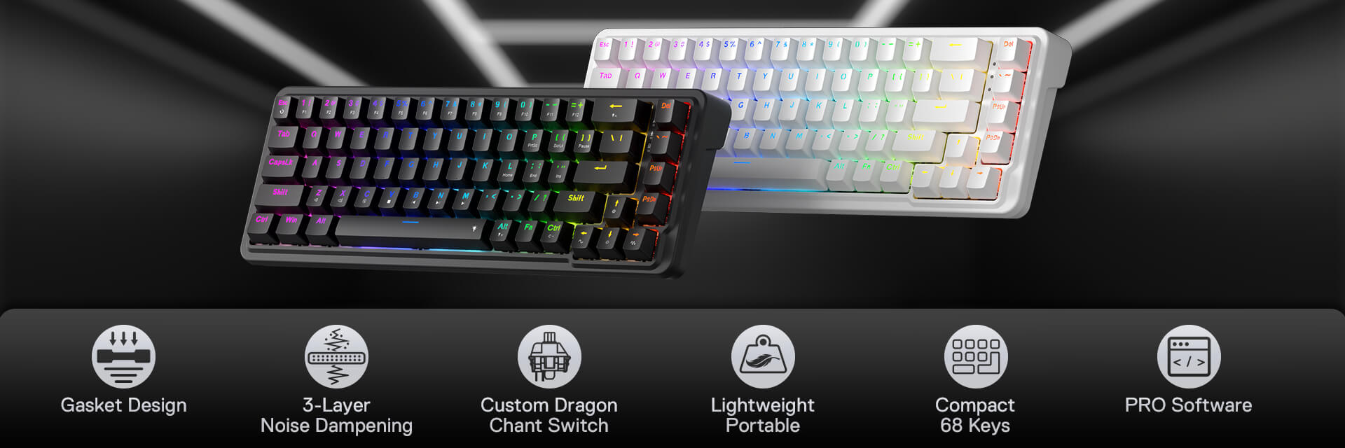 Redragon K709 65% Wired Gasket RGB Gaming Keyboard, 68 Keys Hot-Swap Compact Mechanical Keyboard w/Free-Mod Socket, 3-Layer Noise Dampening & Dedicated Arrow Keys, Quiet Custom Linear Switch