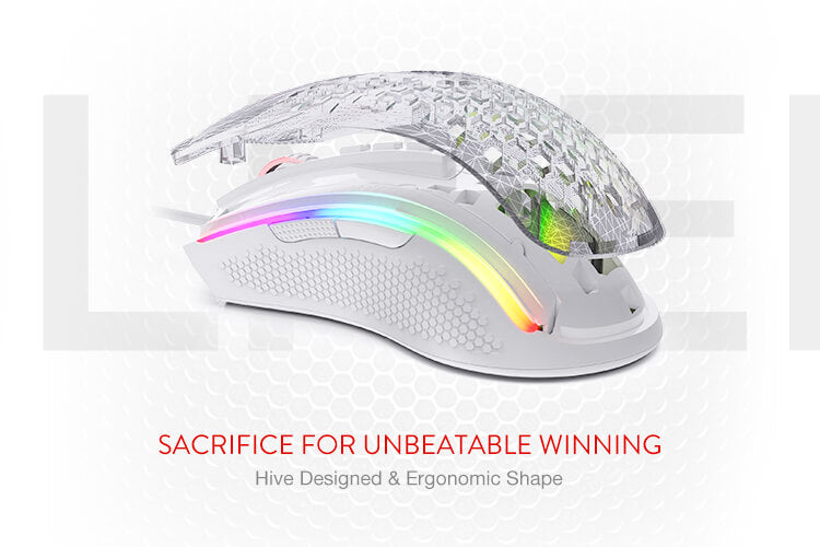 redragon m808 gaming mouse honeycomb shell white