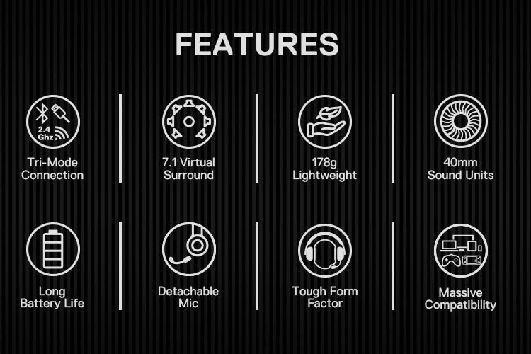 Redragon H848 Pro headphones in multiple colors, featuring tri-mode connection, 7.1 virtual surround sound, and long battery life