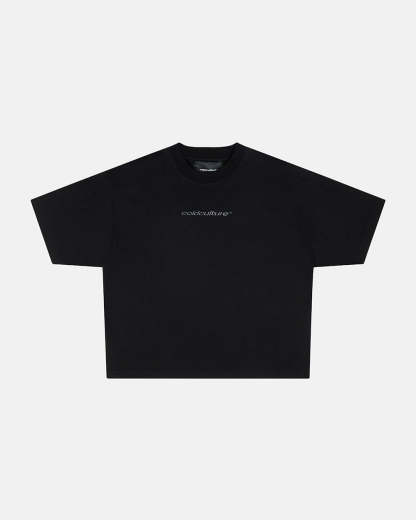 DISTRESS CURVED TEE BLACK