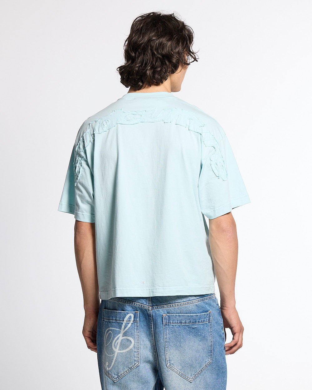 DISTRESS CURVED TEE BLUE