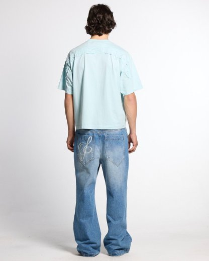 DISTRESS CURVED TEE BLUE