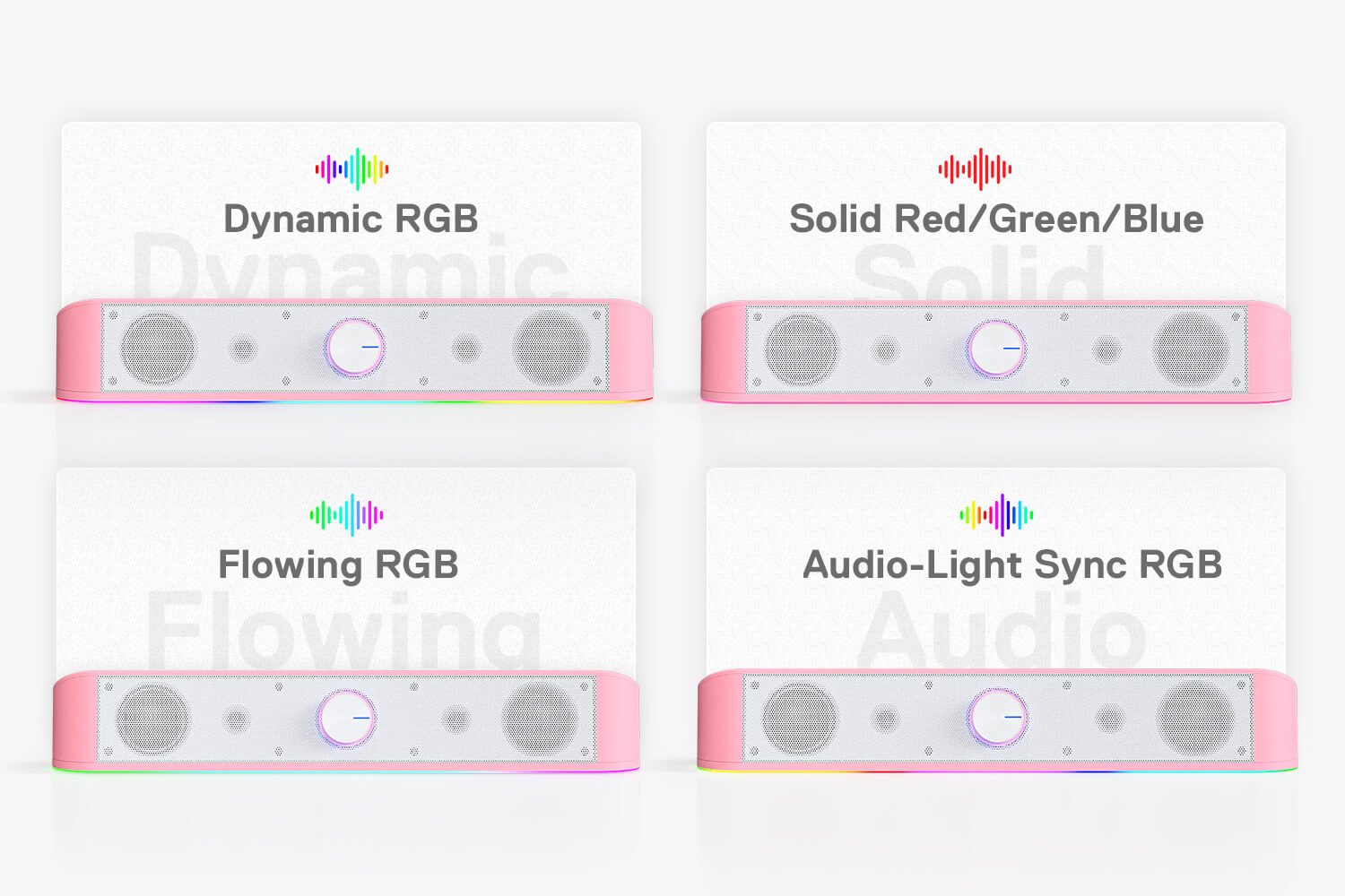 Redragon GS560 RGB Desktop Soundbar, 2.0 Channel Computer Speaker with Dynamic Lighting Bar Audio-Light Sync/Display