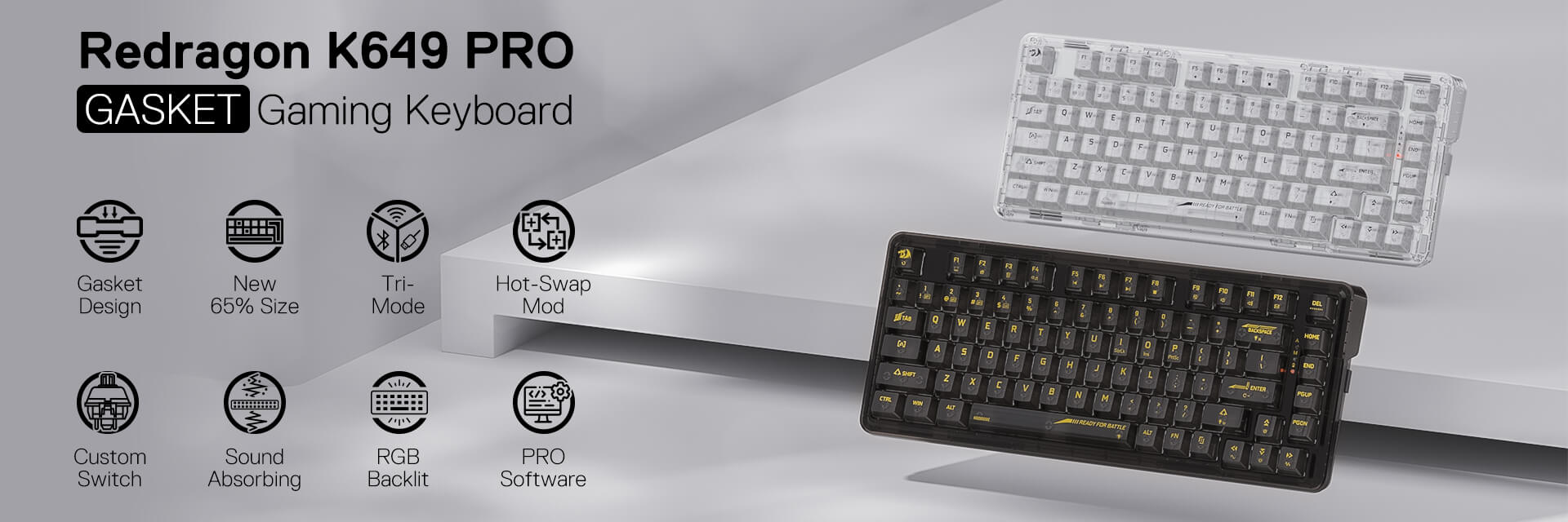 Redragon K649 PRO 78% Wireless Gasket RGB Gaming Keyboard