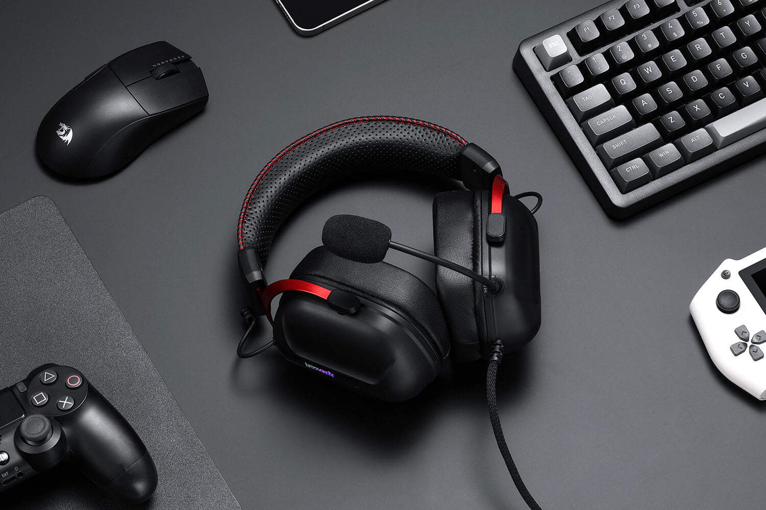 Redragon H312 Wired Gaming Headset, 7.1 Surround Sound, 50 mm Drivers, PU Leather Foam Ear Pads, Detachable Noise-canceling Microphone