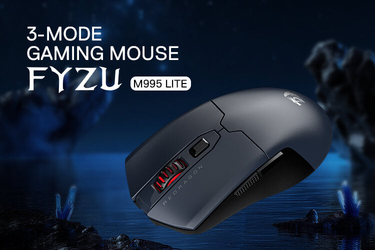 Redragon M995 LIT Wireless Gaming Mouse, 10000 MAX DPI Rechargeable Mouse, BT & 2.4G Wireless, 6 Macro Buttons, Ultra Lightweight, Reliable Power Capacity for PC/Mac/Laptop, Gray & Black