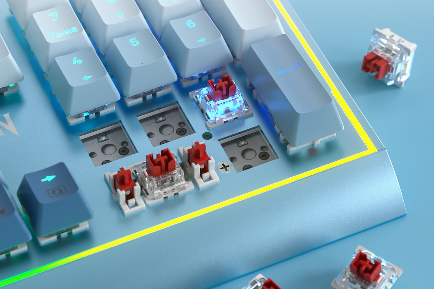 104 Keys Wired Mechanical Keyboard w/Weighted Aluminum Frame and 3.5mm Sound Absorbing Foams