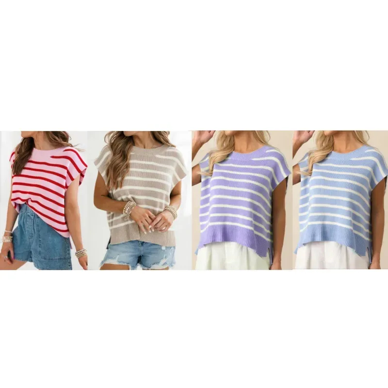 Women's Striped Crew Neck Pullover (Just $3 Each!)
