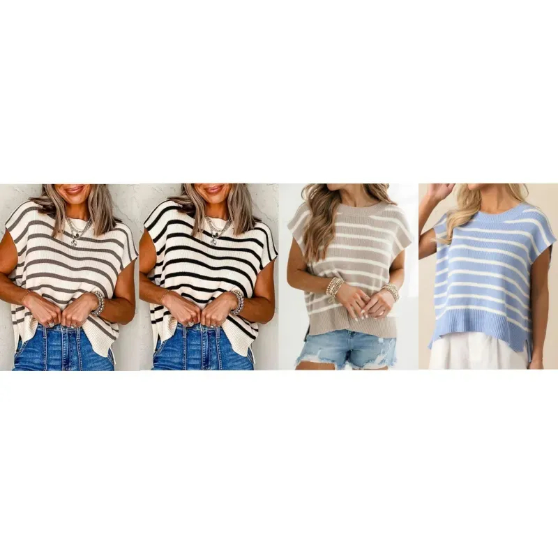 Women's Striped Crew Neck Pullover (Just $3 Each!)