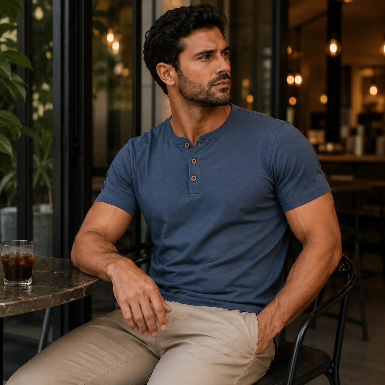 Men's Ribbed Knit Short Sleeve Henley Shirts Mixed Pack Set - Half Button Tees