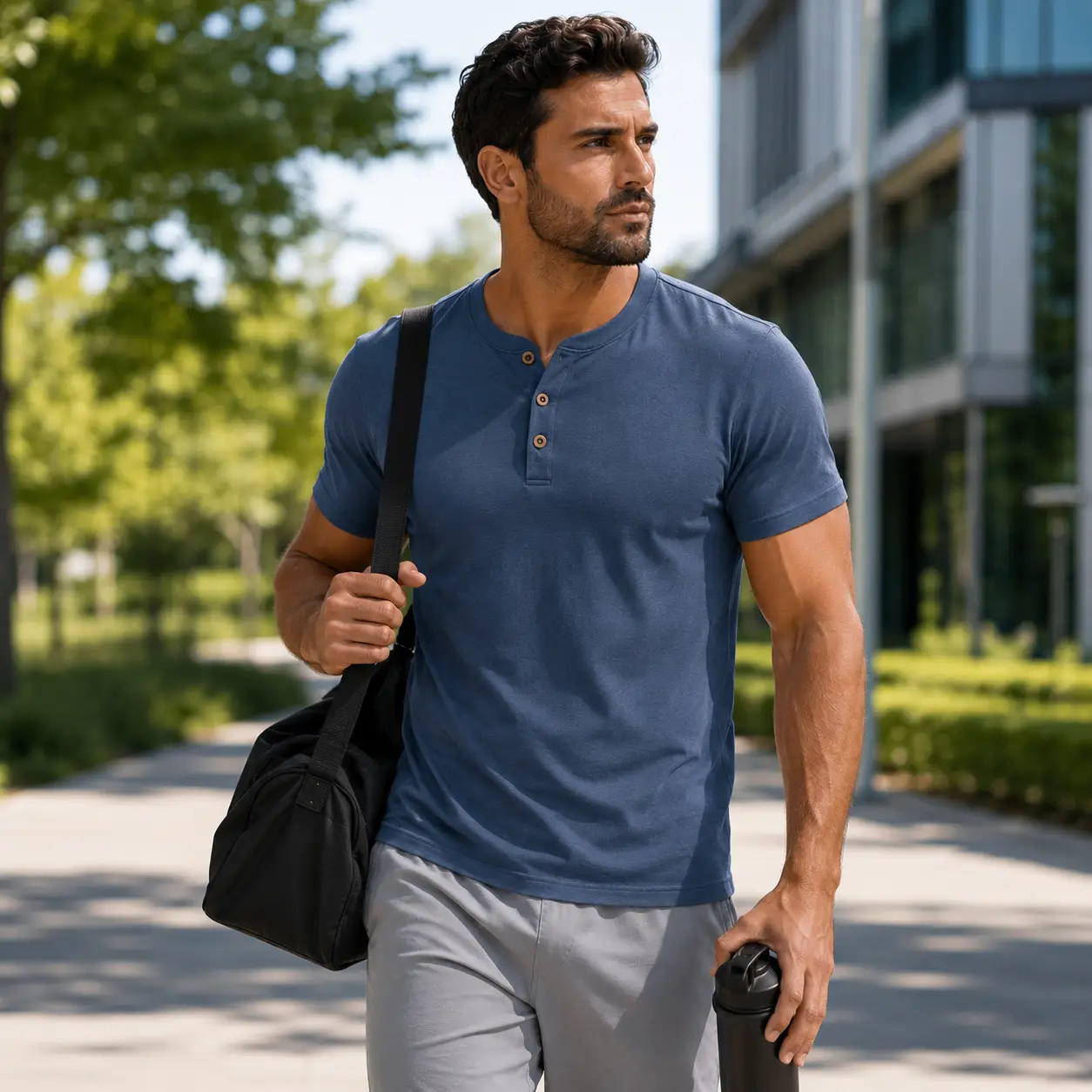 Men's Ribbed Knit Short Sleeve Henley Shirts Mixed Pack Set - Half Button Tees