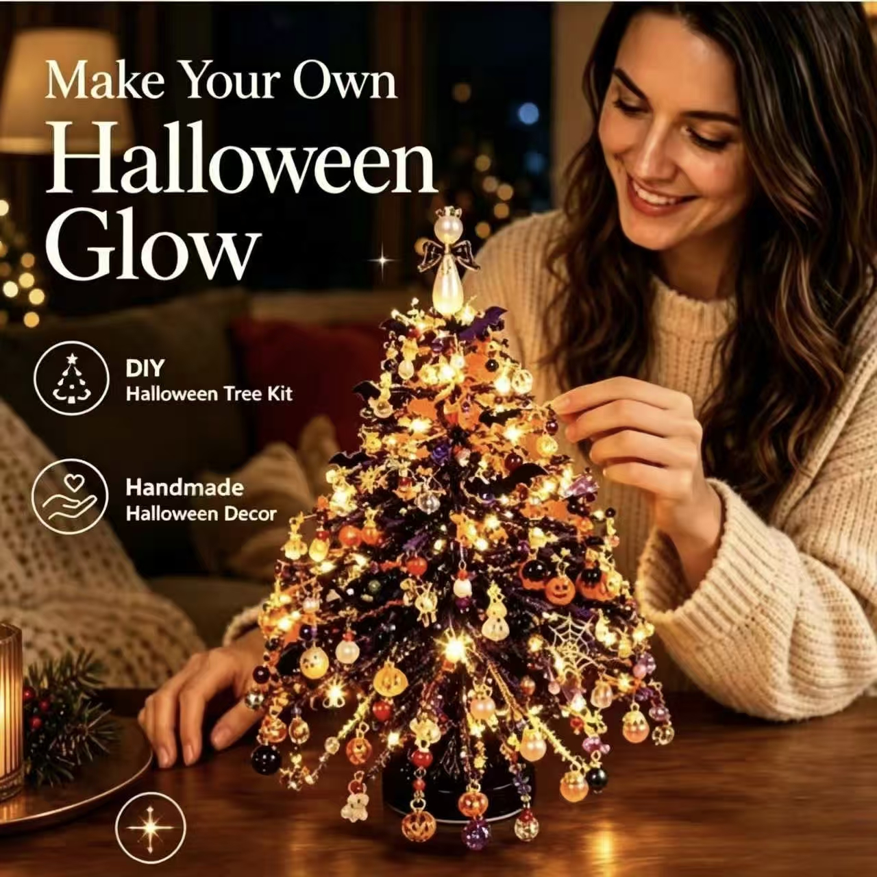 Elegante mini albero di Natale in perline – Set decorativo da collezione per le feste, da tavolo 🎄