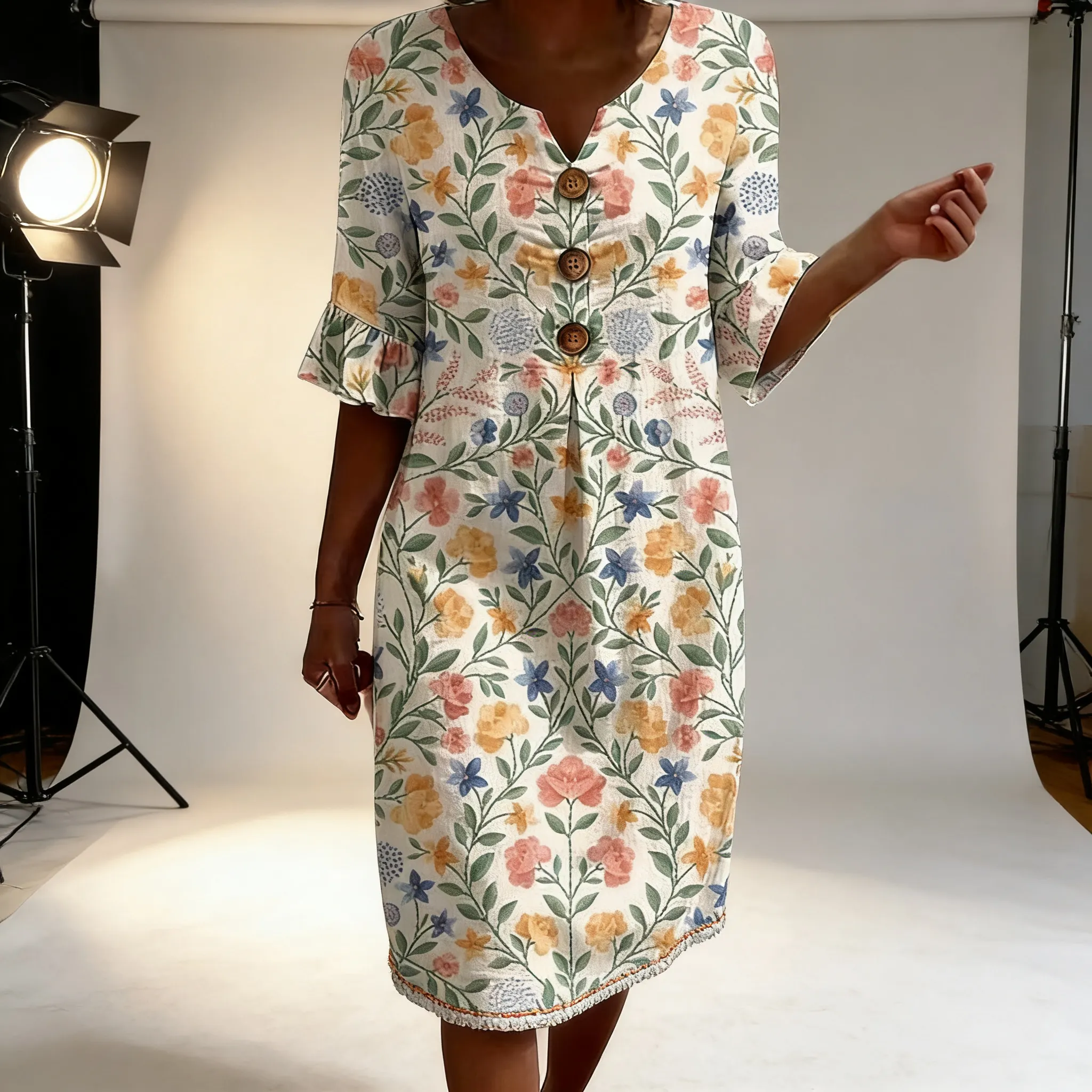 Dress styled with accessories