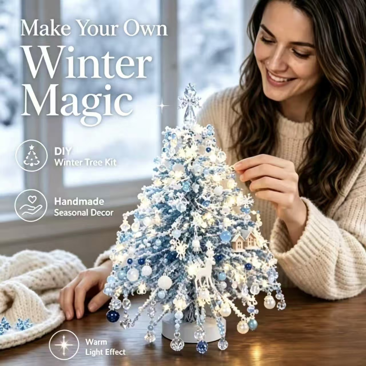 Elegante mini albero di Natale in perline – Set decorativo da collezione per le feste, da tavolo 🎄
