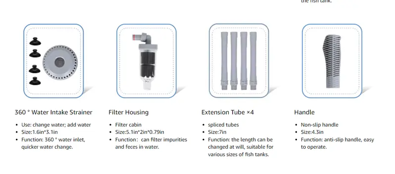 Product Introduction of hygger 360GPH Electric Aquarium Gravel Cleaner, 5 in 1 Automatic Fish Tank Cleaning Tool Set Vacuum Water Changer Sand Washer Filter Siphon Adjustable Length Pet Supplies 12