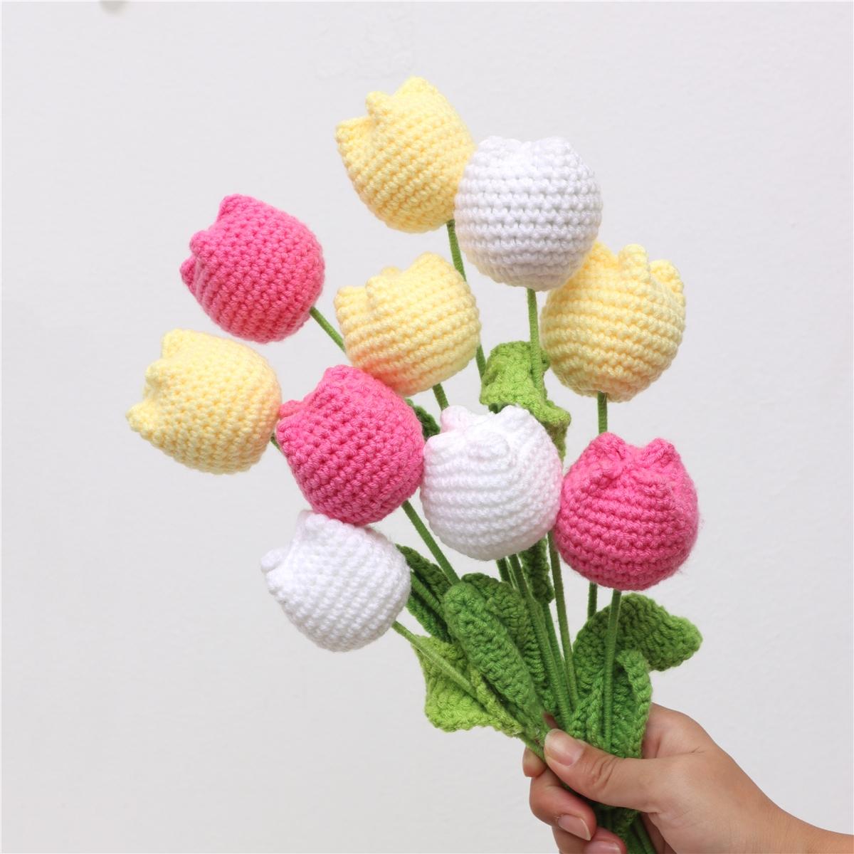 10/20/30pcs Crochet Tulips without Vase, Decorative Flowers, Floral Decoration, Artificial Flower Bouquet, Gift for Mother's Day, Graduation, Valentine's Day and Birthday, Funky Room Decor for Girls, Fall Room Decor #GLOBAL PICKS 10/20/30pcs Crochet Tulips without Vase, Decorative Flowers, Floral Decoration, Artificial Flower Bouquet, Gift for Mother's Day, Graduation, Valentine's Day and Birthday, Funky Room Decor for Girls, Fall Room Decor #GLOBAL PICKS