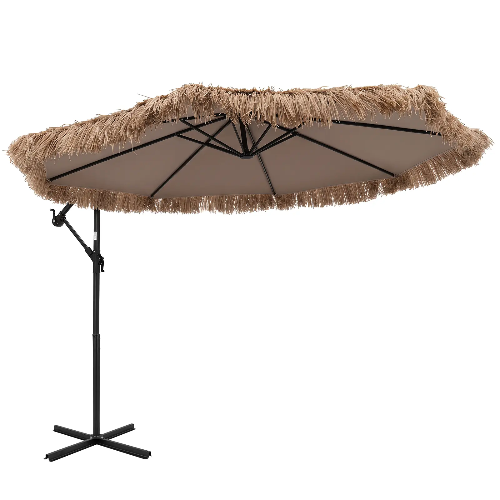 15 FT Solar Tiki Patio Umbrella with LED Lights and Base