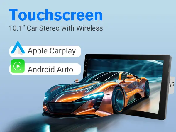 Product Introduction of 10.1" Rotatable Touch Screen Car Stereo Single Din - Android 13, Wireless CarPlay/Android Auto, 4-Core CPU, 2GB+32GB, GPS Navigation, Hi-Fi Sound, Bluetooth 4.2, AHD Backup Camera (Vertical Fit) 2