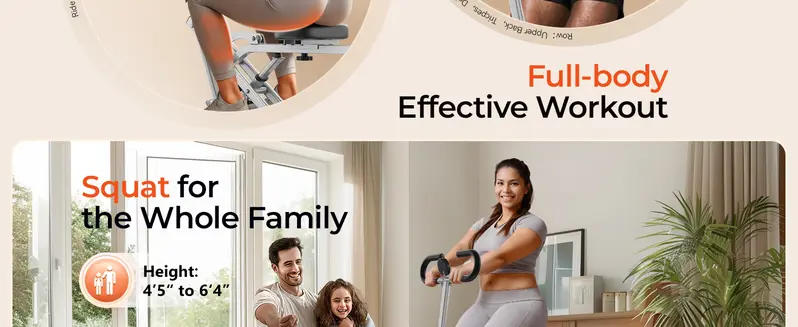Product Introduction of Flybird Squat Fitness Machine , Ride & Rowing Motion for Glutes, Thighs, Abs, and Leg Strength Training at Home, Foldable Core Trainer with 4 Resistance Levels,Whole Body Workout Machine with 330lbs Capacity 2
