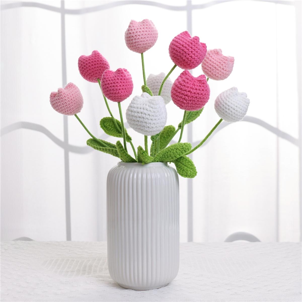 10/20/30pcs Crochet Tulips without Vase, Decorative Flowers, Floral Decoration, Artificial Flower Bouquet, Gift for Mother's Day, Graduation, Valentine's Day and Birthday, Funky Room Decor for Girls, Fall Room Decor #GLOBAL PICKS 10/20/30pcs Crochet Tulips without Vase, Decorative Flowers, Floral Decoration, Artificial Flower Bouquet, Gift for Mother's Day, Graduation, Valentine's Day and Birthday, Funky Room Decor for Girls, Fall Room Decor #GLOBAL PICKS